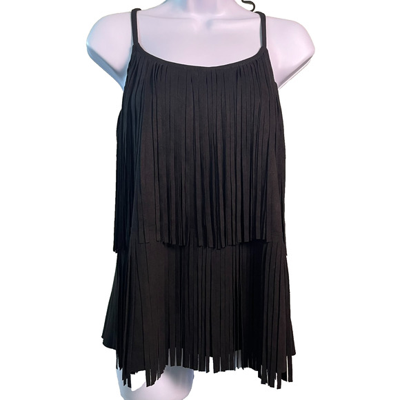 Vocal Tops - NWT Vocal Fringe Tank Top Womens S Black Western Boho Festival Y2K Western